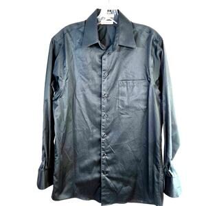 Kenneth Cole Men's Shirt 15 32 33 Dress Button Down Green Top Neck Size XS